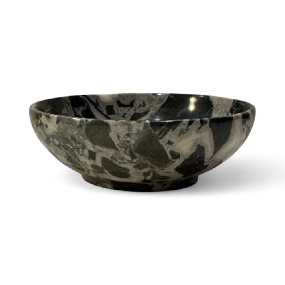 Ancient Bowl from Pakistan Black Zebra and Red Zebra Marble Fabulous No Flaws